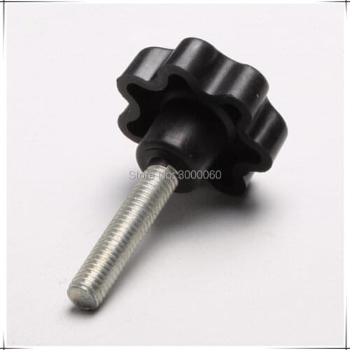 M6*25m Hand Tighten Screws Black Plastic Star Head Plated Steel Machine Screw Handle Thumb Screws