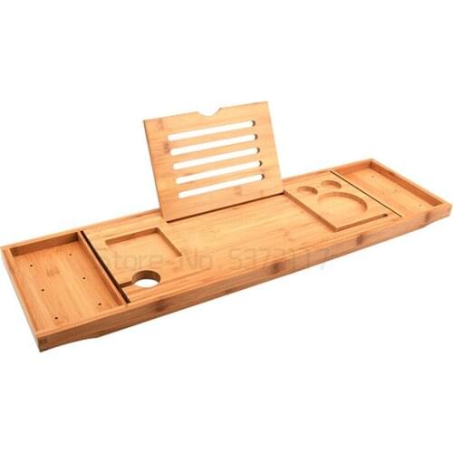 Multifunction Bathtub Serving Tray Bamboo Bath Bridge Useful Storage Rack Shelf Telescopic Tablet Holder for Bathroom Home