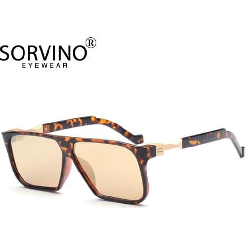 SORVINO Retro Oversized Mirror Square Sunglasses Men Summer 2020 Brand Designer Luxury Flat Top 90s Big Sun Glasses Shades P425