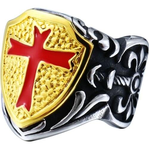 Megin D Punk Vintage Personality Cross Stainless Steel Rings for Men Women Couple Family Friend Fashion Design Gift Jewelry