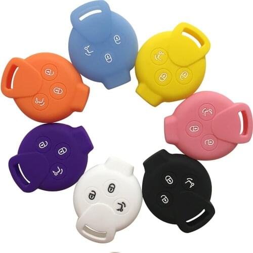 Rubber Car Key Fob Cover Set For Benz Smart Fortwo Crossblade K City Cabrio Key Cover Cap Case For Keychain Alarm