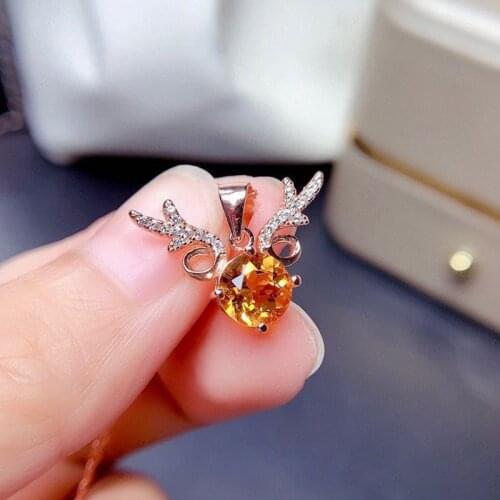 ZHOUYANG Cute Aesthetic Neckalaces For Girlfriend Yellow Crystal Little Fawn Pendant Neck Chians Rose Gold Color Jewelry KBN204