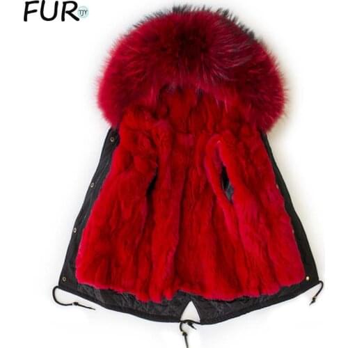 Real fur parka 2020 new child coats raccoon fur collar Rex rabbit fur liner short jacket winter thick warm fashion loose coat