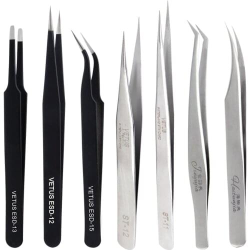 VETUS Stainless Steel Eyelash Extension Tweezers Individual Volume Lashes Nipper Granfting Eyelashes Professional Makeup Tools