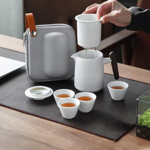 Portable Travel Tea Set Kungfu Ceramics Chinese Simple traditional Tea Set Teaware Storage Juego De Te Household Tools DI50CJ