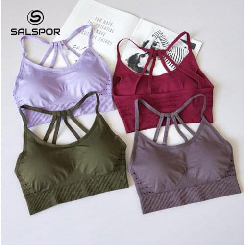 SALSPOR Women Seamless Fitness Sling Bras for Women Workout Sexy Push Up Crop Top Women Breathable Sportswear Tank Top