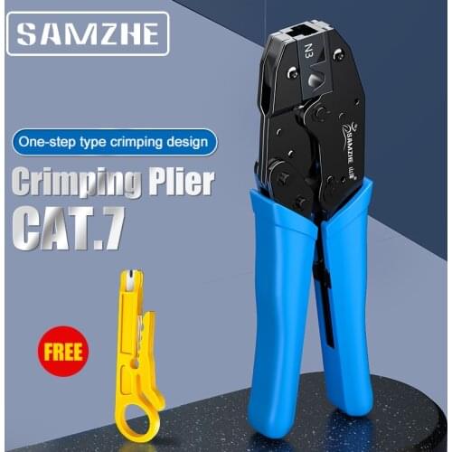 SAMZHE CAT7 Crimper Tool Crimping Plier Network Professional Crimper for Cat 7 Modular Plugs
