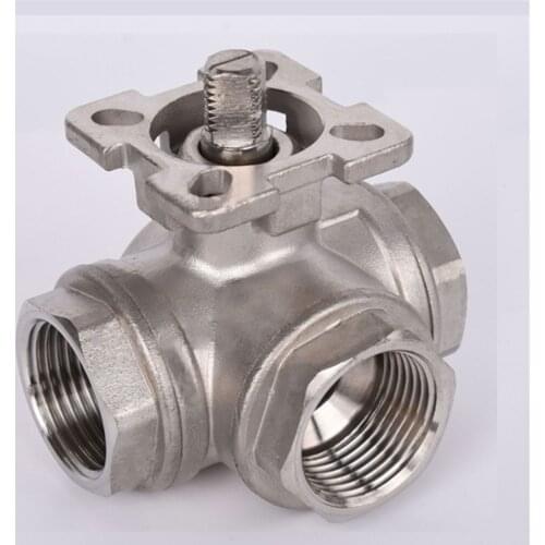 High Platform Three-way Ball Valve SS304 Stainless Steel T-type L-type Female Thread DN15/DN20/DN25