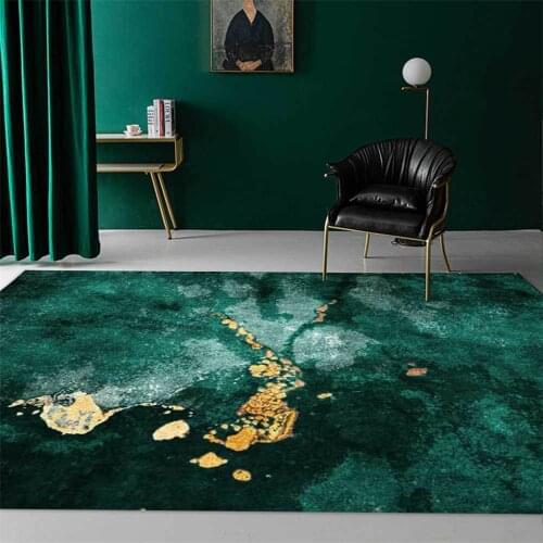 Modern Luxury Dark Green Abstract Carpet Living Room Simple Marble Pattern Area Rug Decoration For Bedroom Floor Mat Anti-slip