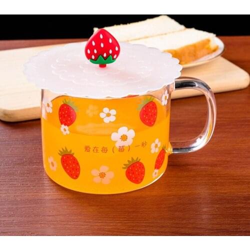 550ml High Capacity Strawberry Glass Mug Transparent Mugs Milk Tea Coffee Juice Water Cup Home Office Drinkware Lovers Gifts