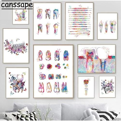 Dental Art Poster Tooth Medical Print Fairy Teeth Wall Posters Dentist Gift Canvas Painting Modern Wall Pictures Clinic Decor