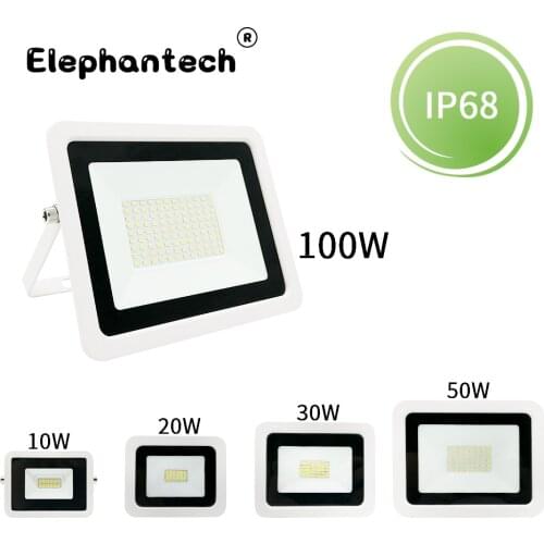 LED Floodlight 10W 20W 30W 50W 100W Ultra Thin White Reflector Flood Light Spotlight Outdoor 230V Outdoor IP68 Waterproof