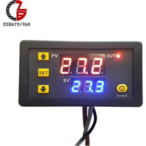 AC 110V 220V 12V 24V W3230 Dual LED Digital Thermostat Temperature Controller Regulator Indoor Homebrew Incubator Thermometer
