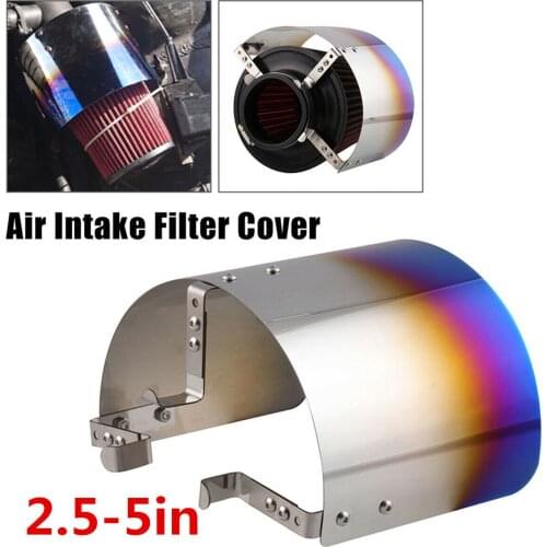 Universal Stainless Steel Neo Chrome Silver Air Intake Filter Cover Heat Shield for Racing Car 2.25" TO 3.5" Filter