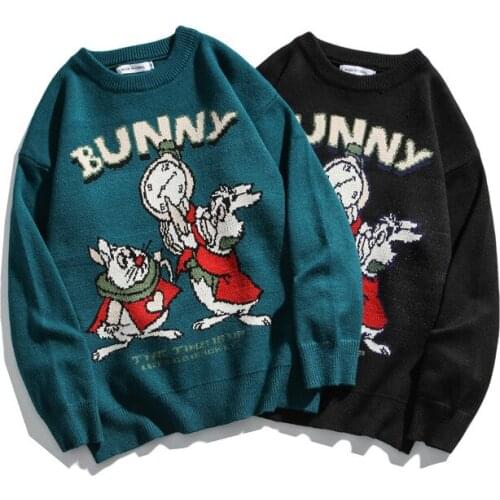 Cartoon rabbit Harajuku lovers BF versatile loose sweater male foreign style student 2020 new super hot womens wear