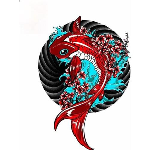 Personality Koi Fish Car Sticker Personality Vinyl Waterproof Motorcycle Helmet Decoration Window Decal Apply Car Window Laptop