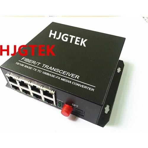 High quality Single-mode single fiber 10/100Mbps 8port Ethernet to fiber optic media converter FC ethernet switch converter
