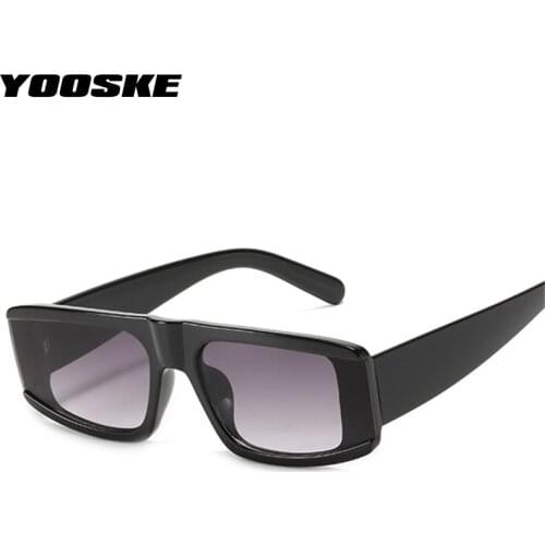 YOOSKE Vintage Square Sunglasses Men Brand Desing Popular Flat Top Rectangle Sun Glasses for Women Fashion Style Black Glasses