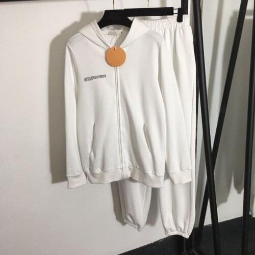 Spring 2021 Fashion Womens sweat suits High quality hooded jackets+casual pants 2piece set Chic leisure suit A425