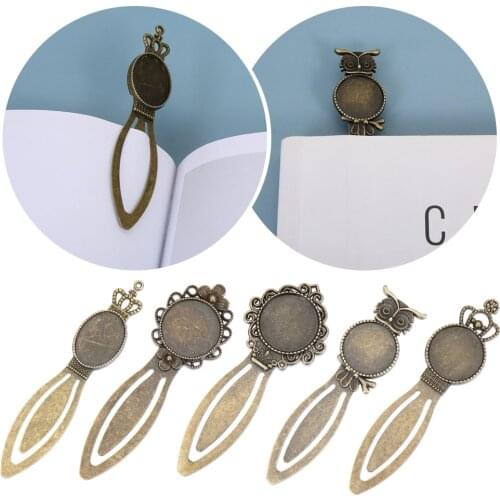 1PC New Oval Style Iron Metal Bookmark Antique Bronze Color Cabochon Settings Book Clip Cabochon Base Cameo Setting Bookmark