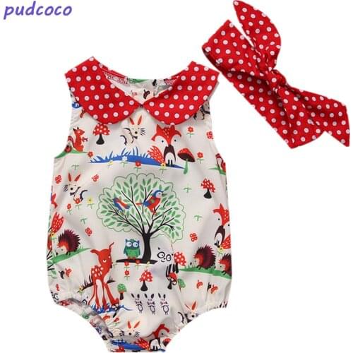 2pcs Newborn Toddler Baby Girl Clothes Polka Dot Headband Lovely Summer Jumpsuit Bodysuit Infant Clothes Outfit Sunsuit