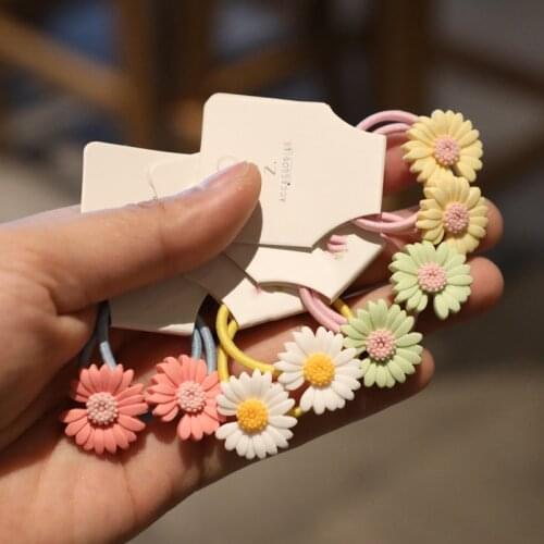 2pcs/lot Cute SunFlower Girls Elastic Rubber Hair Bands Chrysanthemum Daisy Hair Ring Kids Hair Ties Ponytail Holder Accessories