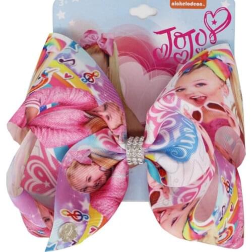 2020 NEW 8" PRINT GIRLS Bows rhinestone Ribbon Handmade Hair Clip Children Fashion Hair Accessories for Girls