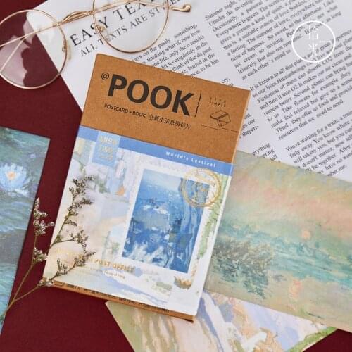 30 Pcs/Set Impression Post Office Postcard Monet Oil Painting Greeting Cards Message Card Gift Stationery