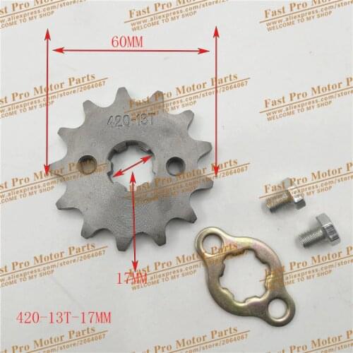420 Chain 13T 17MM 20MM Front Engine Sprocket Cog Fit Motorcycle ATV Gokart 50cc 70cc 90cc 110c 125cc Pit Dirt Bike