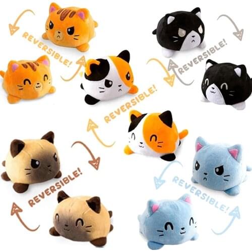 5 Styles New Stuffed Two Sides Flipped Cat Plush Toys Fashion Reversible Plush Animal Double-sided Expression Dolls Plush Toys