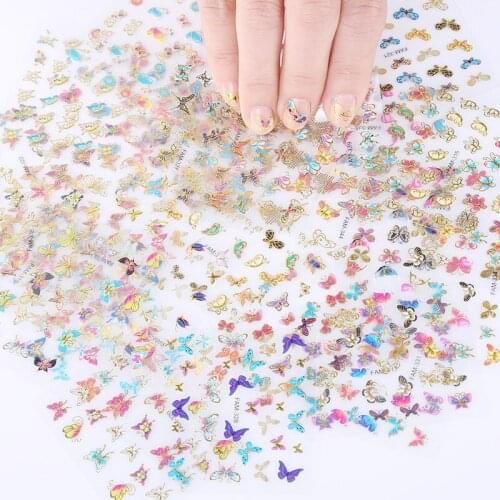 9-40Pcs 3D Butterflies Decoration Nail Art Flower Stickers Adhesive DIY Nail Transfer Decals Foils Manicure Nail Art Decorations