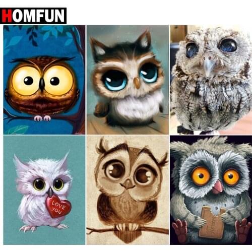 HOMFUN Full Diamond Embroidery Diy 5D Diamond Painting Cross Stitch "Owl cartoon" Full Drill Home Room Decor