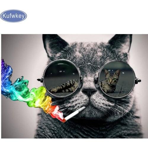 5D DIY diamond embroidery cool cat full drill diamond painting Cross Stitch Rhinestone mosaic home decoration,mazayka