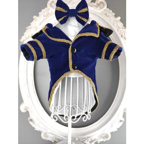 Free Shipping Handmade Dog Clothes Pet Suit Noble Velutum Tuxedo Shirt Bow Tie Evening Party 2 Colors Poodle Maltese Yorkie