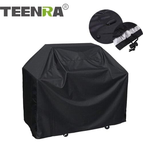 TEENRA Black Waterproof BBQ Cover Heavy Duty Barbecue Cover Outdoor Grill Anti Dust Bag Barbecue Tools Accessories Cover