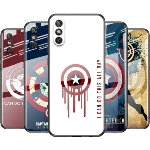 Tempered Glass Cover Captain America Shield For Huawei Y6 Y7 Y9 Y5P Y6P Y8S Y8P Y9A P Smart Z 2019 2020 2021 Phone Case