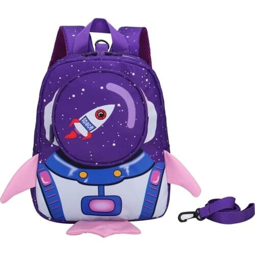 New Kids Backpacks with Safety Leash Lovely 3D Cartoon Rocket Lightweight School Bookbag