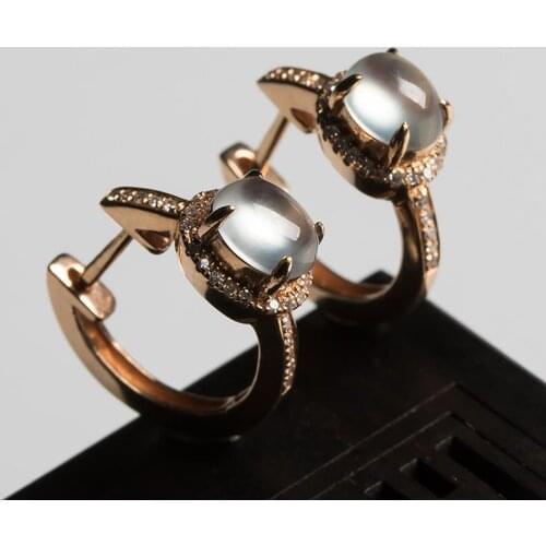 Designer craftsmanship natural chalcedony inlaid diamond earrings light luxury noble charm womens brand silver jewelry