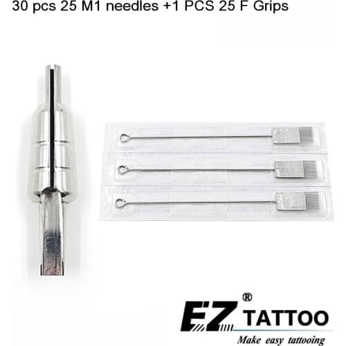 EZ 30 pc Magnum Tattoo Needles 25M1 with 1 pc 316 Stainless Steel Magnem bullet tubes 25F Tattoo Grip tattoo supply 1 set/lot
