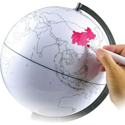Hot Sale Paintable and Erasable Globe Model Plastic Erasing World Map Drawing Tellurian DIY Teaching Implement with 4 Brush