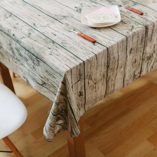 HobbyLane Wood Grain Pattern Decorative Tablecloth Cotton Linen Tablecloth Dining Table Cover For Kitchen Home Decor