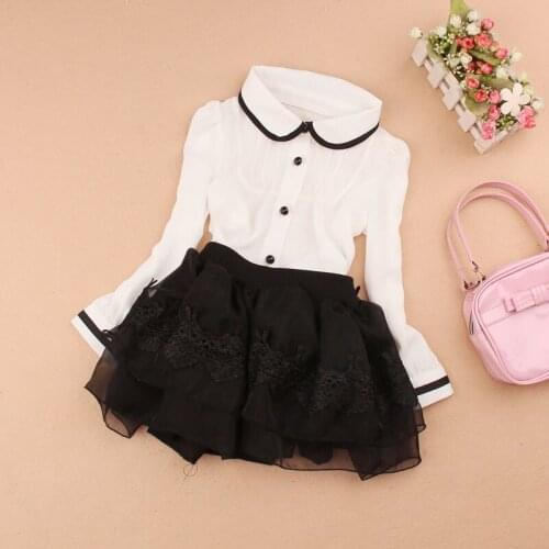 Girls clothing sets 2019 Autumn kids clothes children cthing set school girl white blouse+tutu skirt two-piece suit age 2-16Y