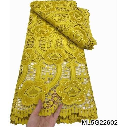 BEAUTIFICAL African Lace Fabric 2021 Water Soluble Nigerian Wedding High Quality Cotton Lace 7 Colour Supply 5 yards ML5G226