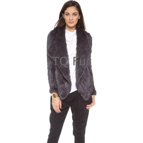 Fur coat Rabbit Fur Jacket Irregular Collar Real Knit Rabbit Fur Coat Jacket Garment Overcoat Top Quality