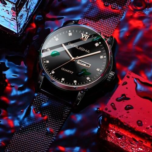 GERUISHA Mens Watches Top Brand Luxury Casual Watch Clock Quarts Watches Waterproof Sport Watch wristwatch Relogio Masculino