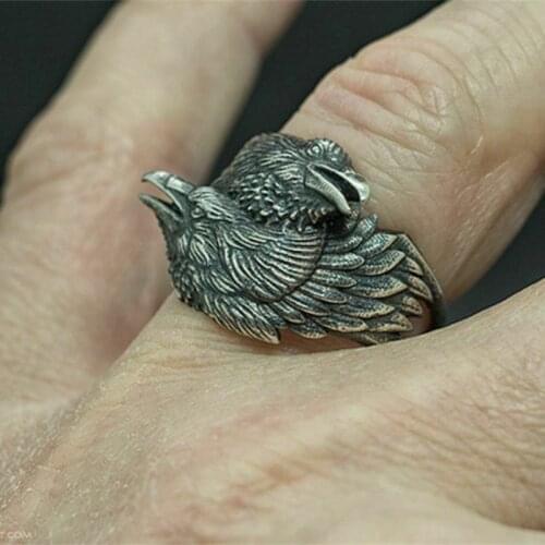 Men Viking Jewelry Ravens Ring Norse Mythology Odin Crow Stainless Steel Ring For Men Cool Gift