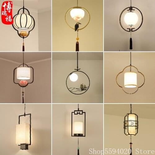 New Chinese Chandelier Bedroom Bedside Lamp Japanese Zen Tea Room Dining Room Hanging Light Fixture Home Decor E27 Light Fixture