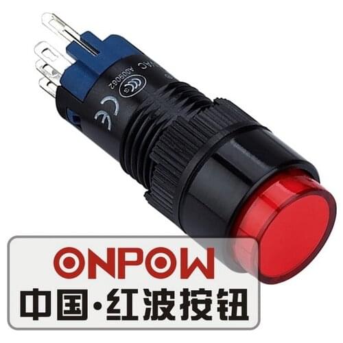 ONPOW 12mm 1NO1NC/2NO2NC Red/Green/Blue 6V,12V,110V Momentary Round Plastic Push button Switch (LAS2Y) CE, ROHS