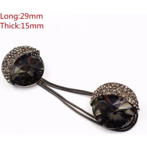 165196,1pair 29mm Black color Rhinestone inlaid metal buttons flower Clothing accessories Jewelry Accessories diy