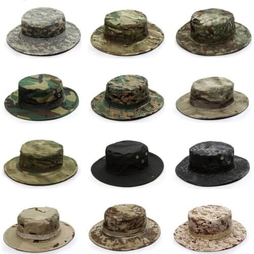 Hiking Camping Huting Jungle Camo Bonnie Army Hat Cap Men Military Hats Quick Dry Sun Fishing Cycling Outdoor Tactical Black Hat